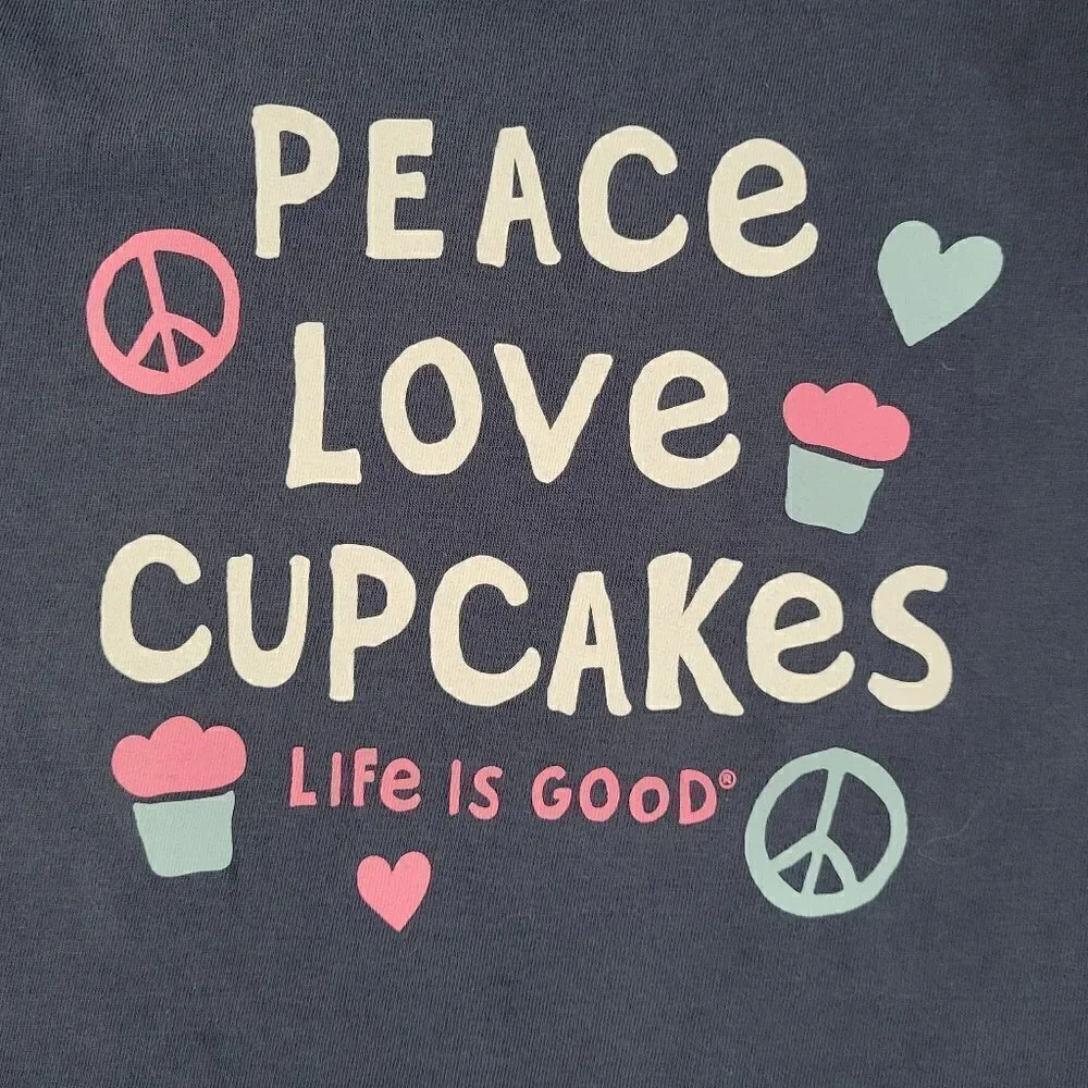 Life Is Good® Kids PEACE LOVE CUPCAKES Crusher Blue Short Sleeve Tee